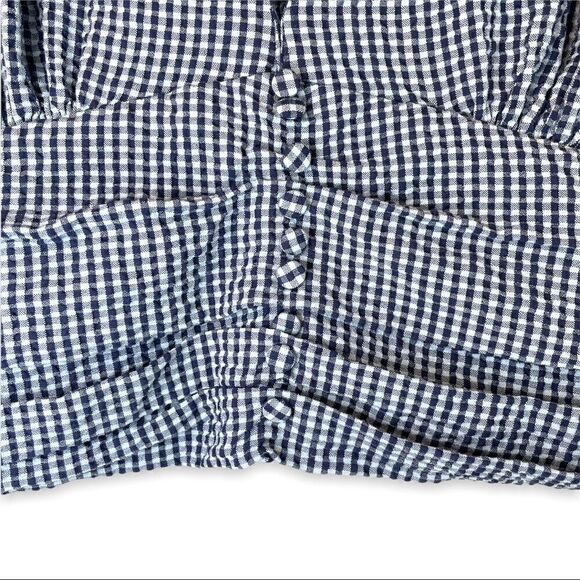 Zara Gingham V Neck Pleated Top - Picture 4 of 9